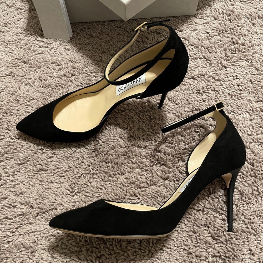 Jimmy Choo New Lucy 85 stiletto ankle strap heels
